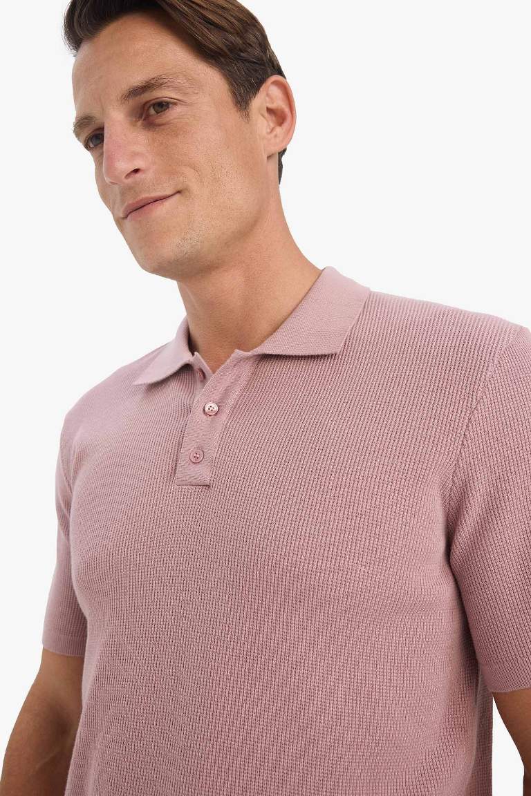 %100 Pamuk Standart Fit Kısa Kollu Triko Polo Tişört