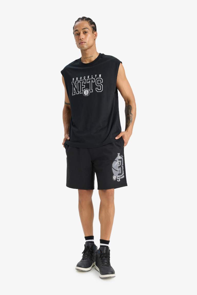 DeFactoFit NBA Brooklyn Nets Standart Fit Kısa Paça Şort