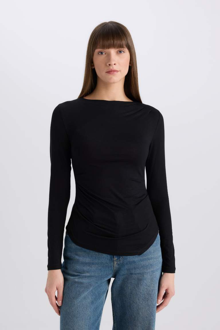 Slim Fit Crew Neck Basic Long Sleeve T-Shirt