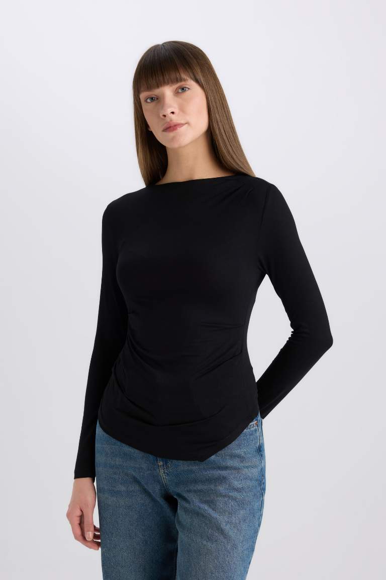 Slim Fit Crew Neck Basic Long Sleeve T-Shirt