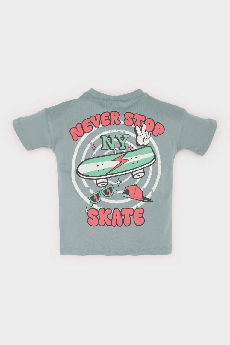 Baby Boy Regular Fit Skateboard Printed Short Sleeve T-shirt