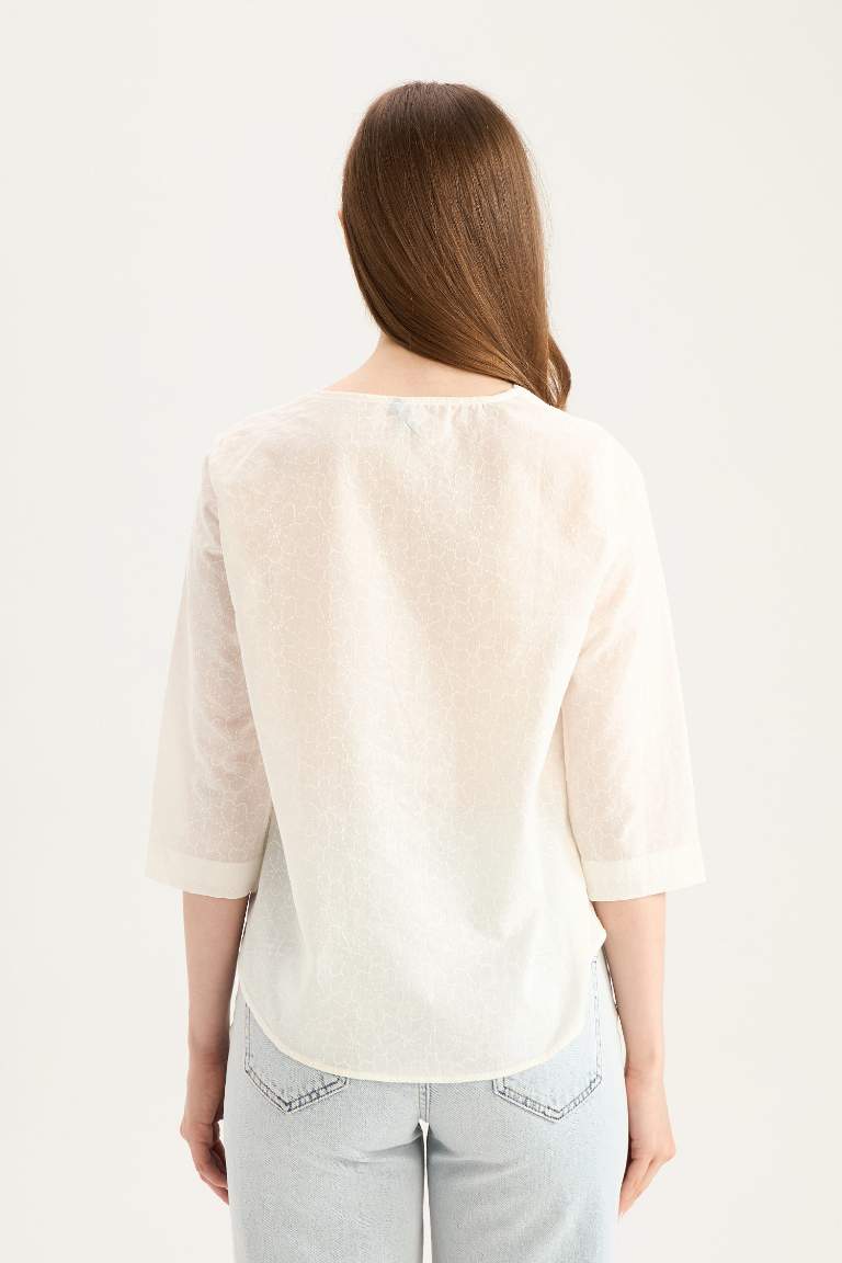 Chemise à manches demi-longues en coton Coupe régulière