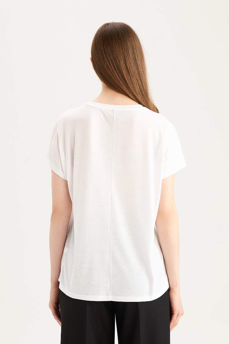 Crew Neck Basic Short Sleeve White T-Shirt