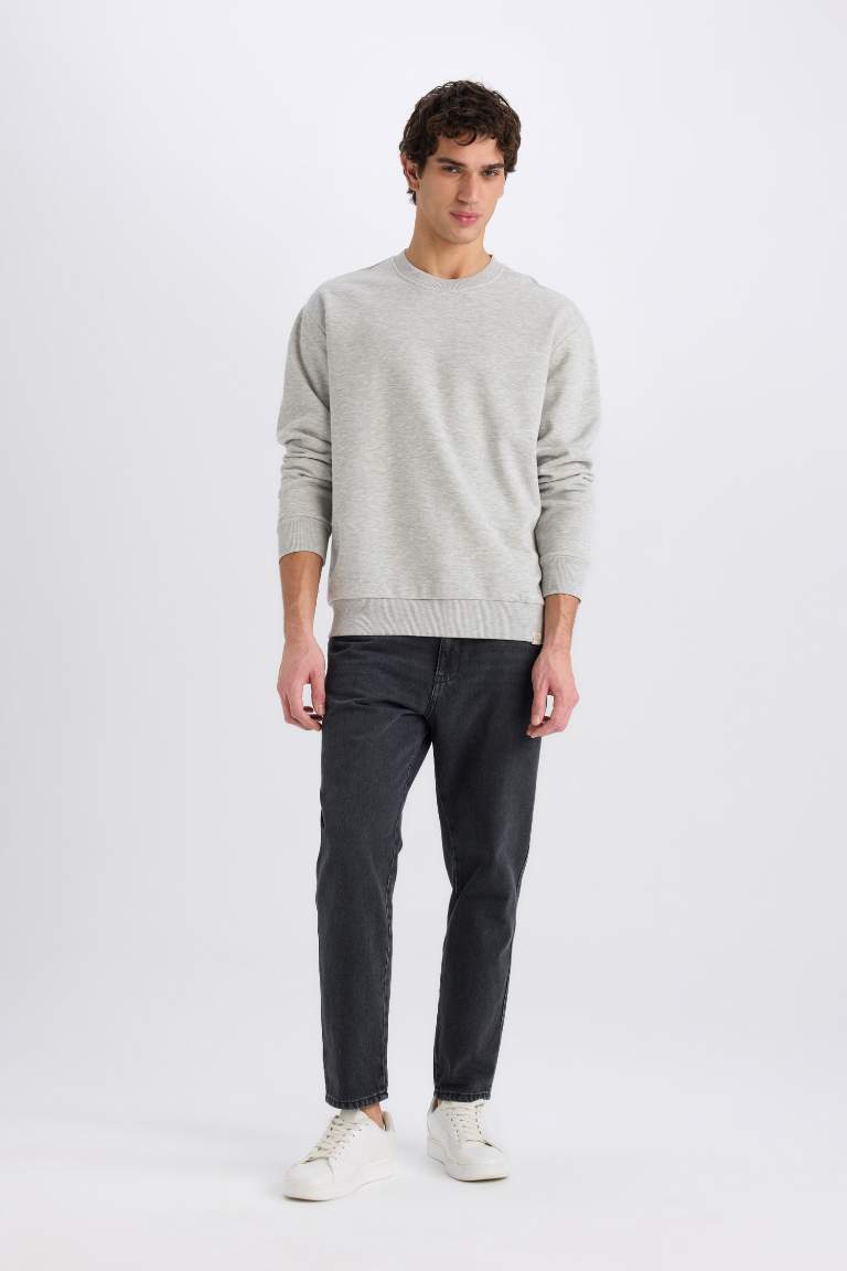 Oversize Fit Crew Neck Thick Basic Sweatshirt