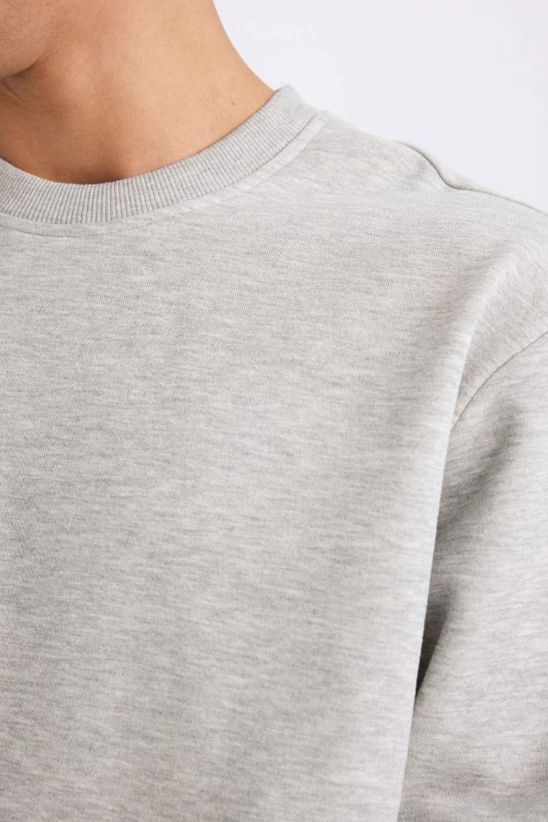 Oversize Fit Crew Neck Thick Basic Sweatshirt