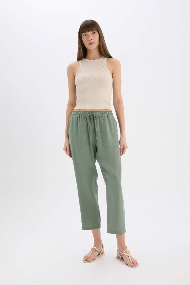 Straight Fit High Waist Straight Leg Modal Trousers