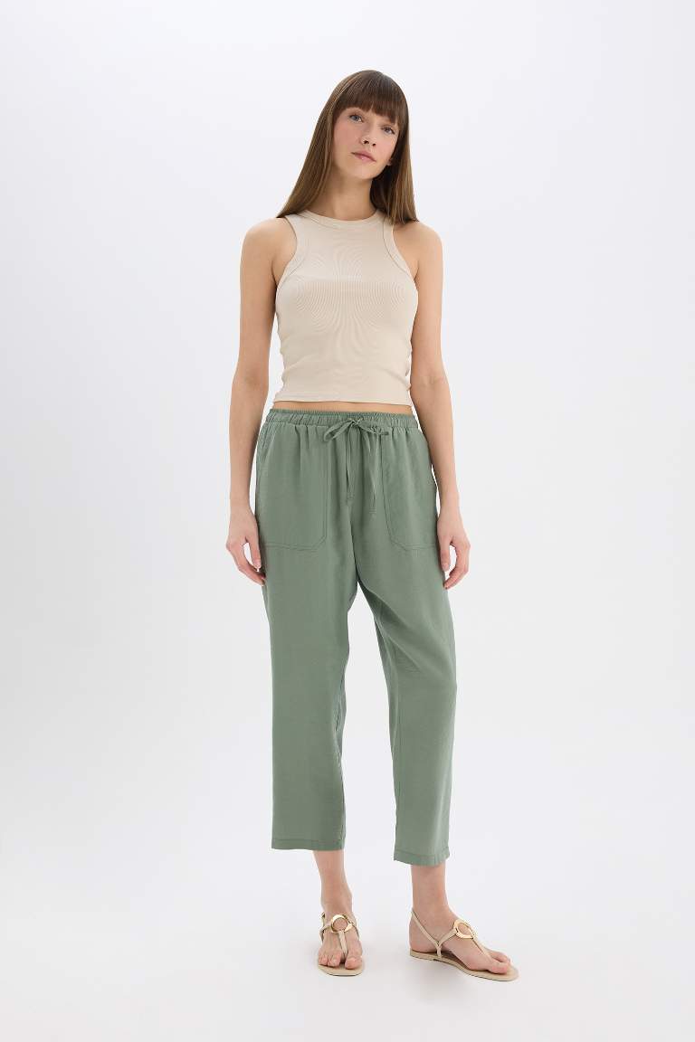 Straight Fit High Waist Straight Leg Modal Trousers