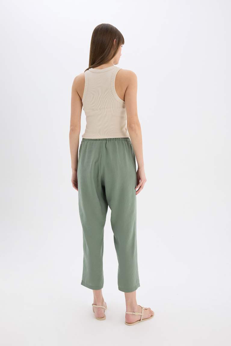 Straight Fit High Waist Straight Leg Modal Trousers