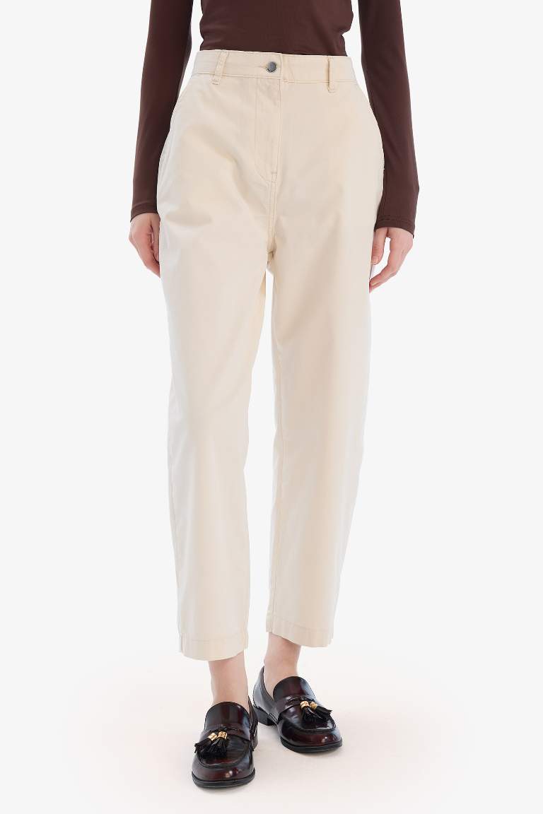 Carrot Fit Normal Waist Gabardine Trousers