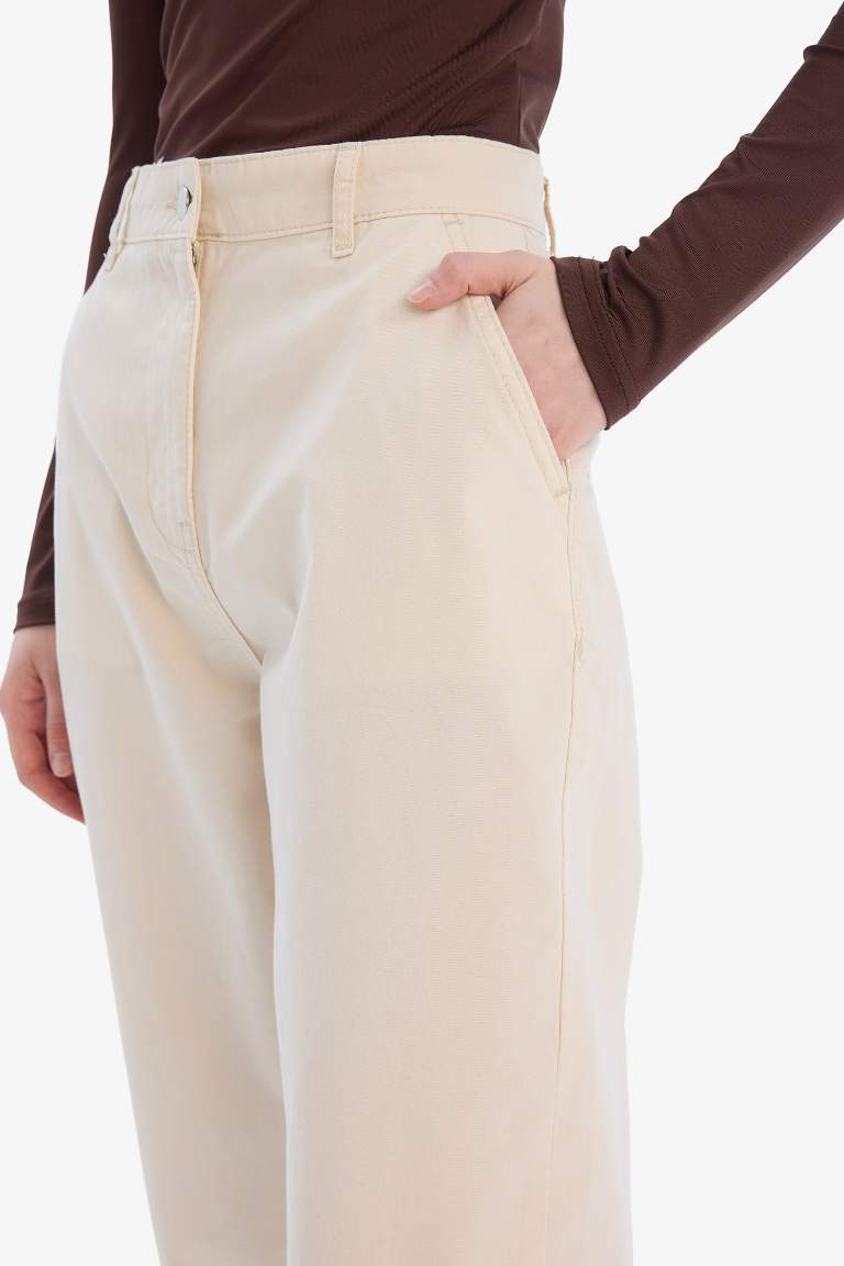 Carrot Fit Normal Waist Gabardine Trousers