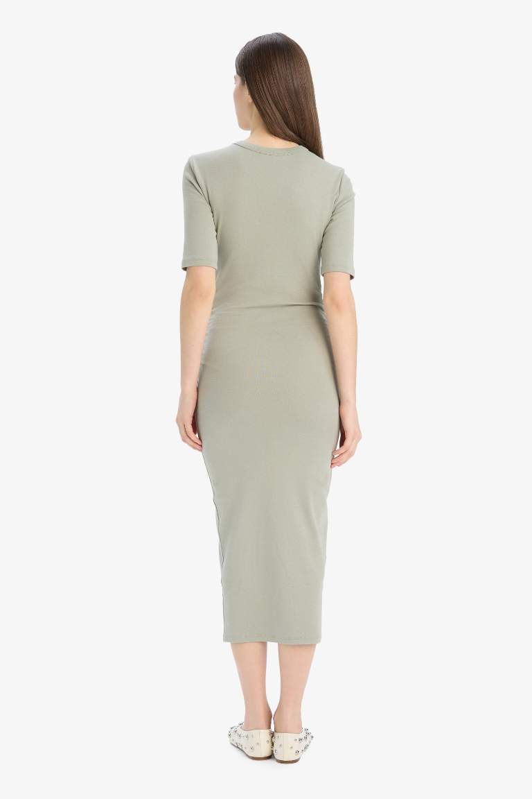 Bodycon Crew Neck Ribana Midi Dress