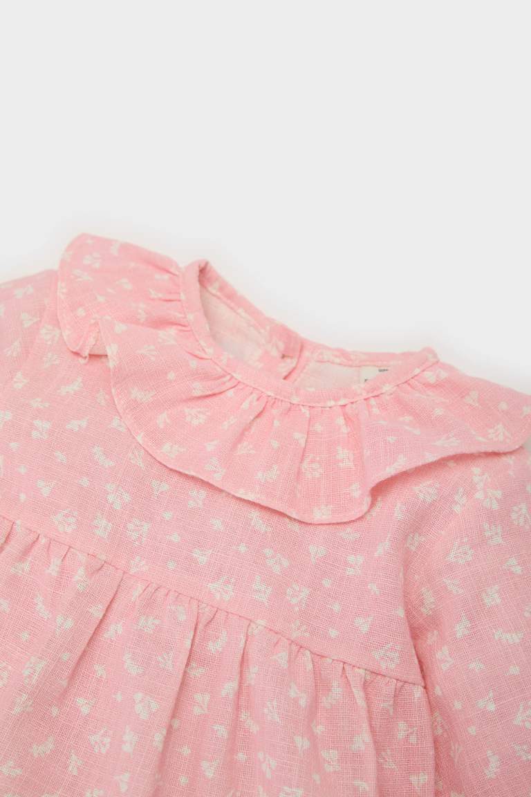 Baby Girl Floral Flam Poplin Long Sleeve Shirt