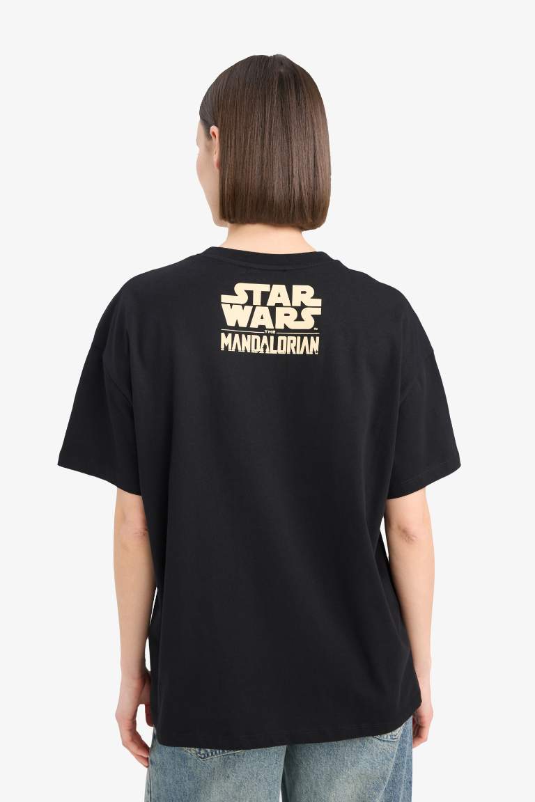 Star Wars-Mandalorian Oversize Fit Printed T-Shirt