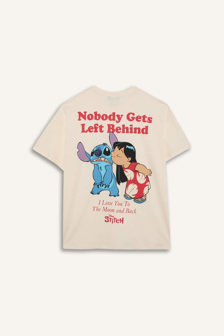 Disney Lilo & Stitch Oversize Fit Crew Neck Printed T-Shirt