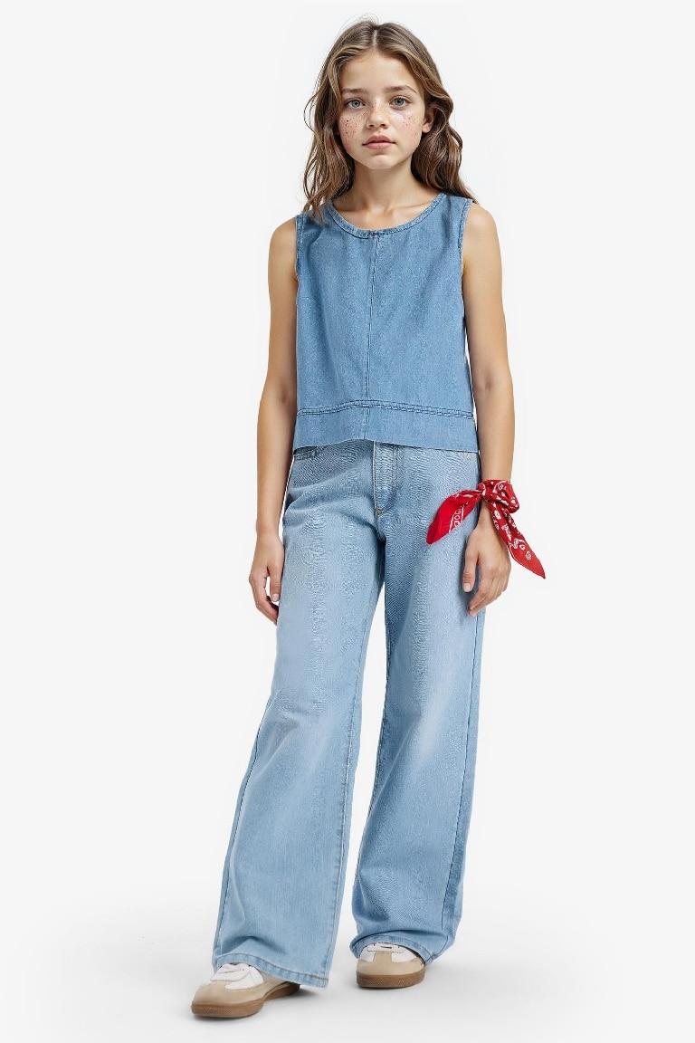 Girl Sleeveless Denim Blouse