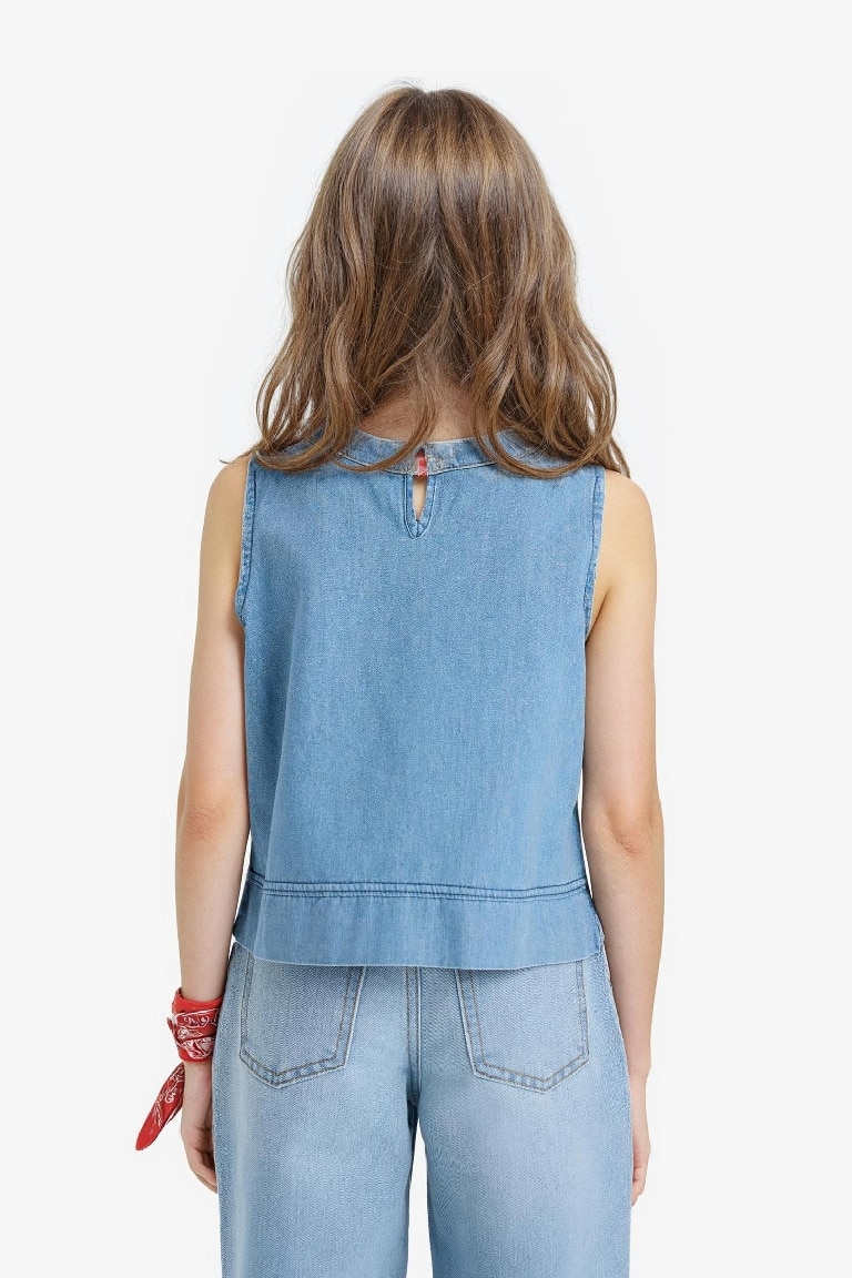 Girl Sleeveless Denim Blouse