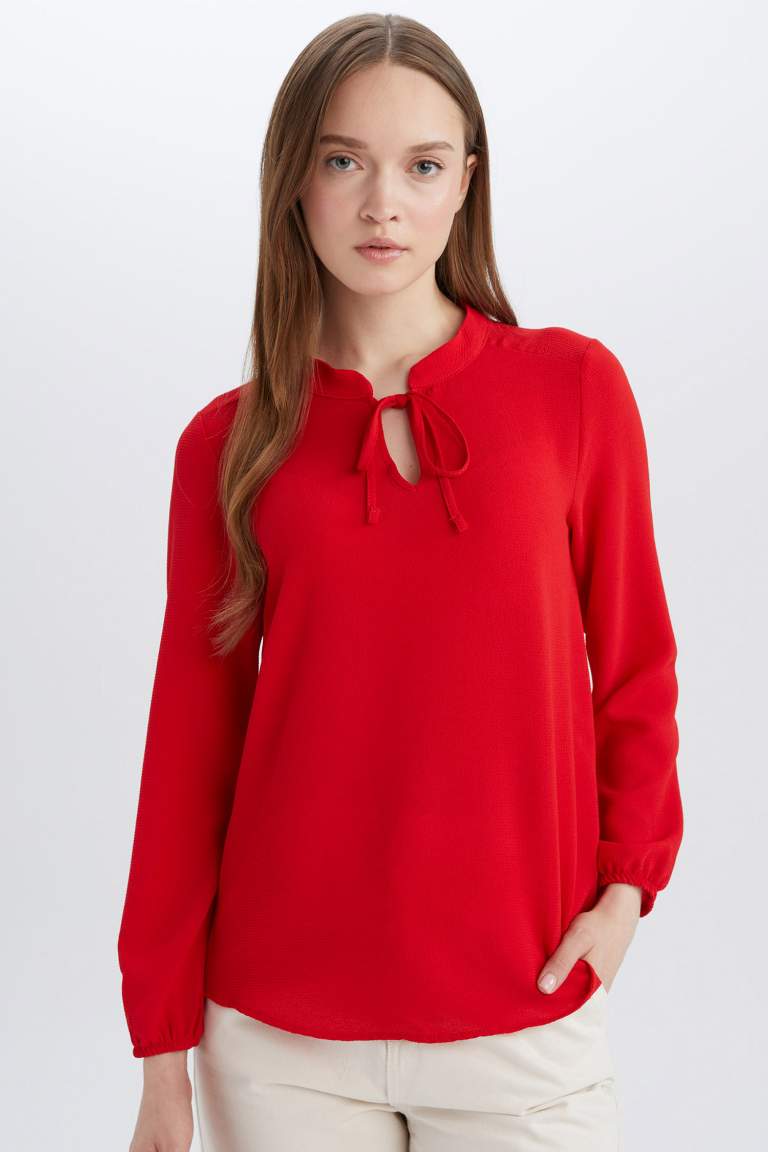 Blouse rouge basique à manches longues