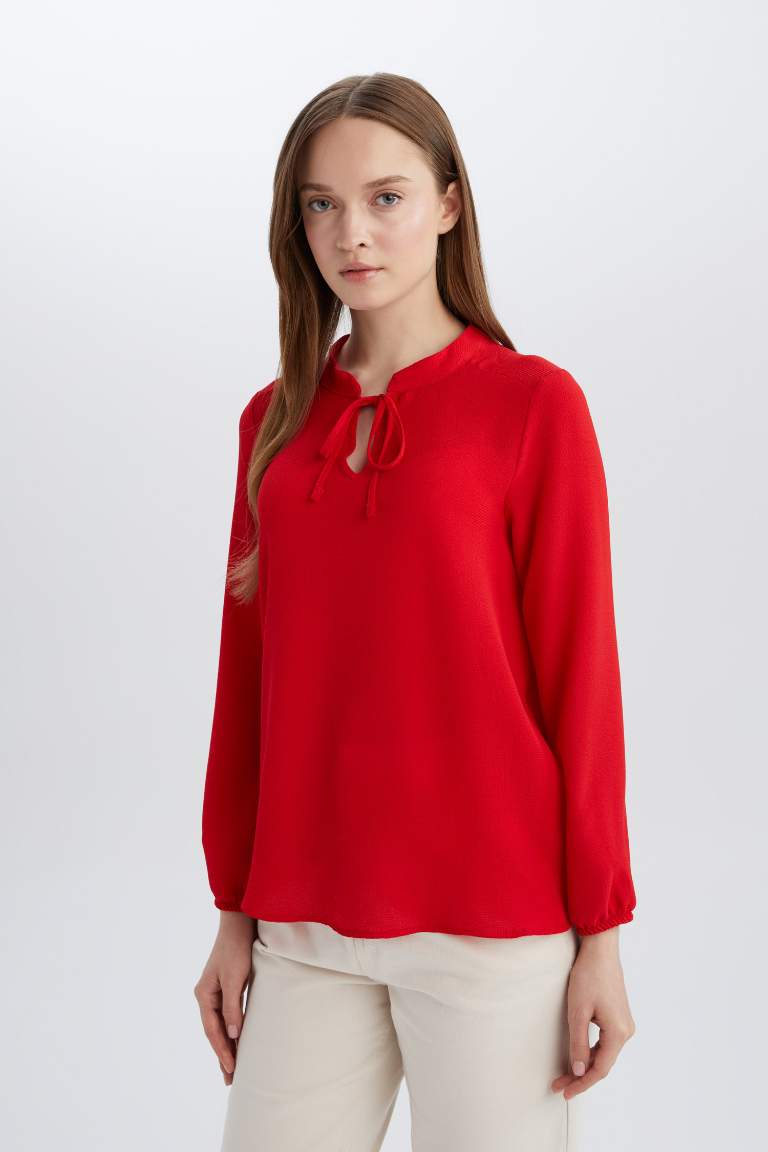 Blouse rouge basique à manches longues