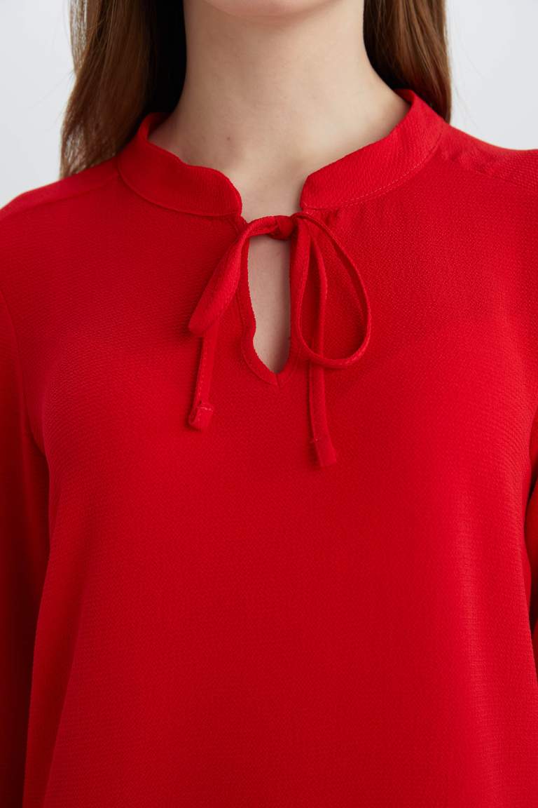 Blouse rouge basique à manches longues