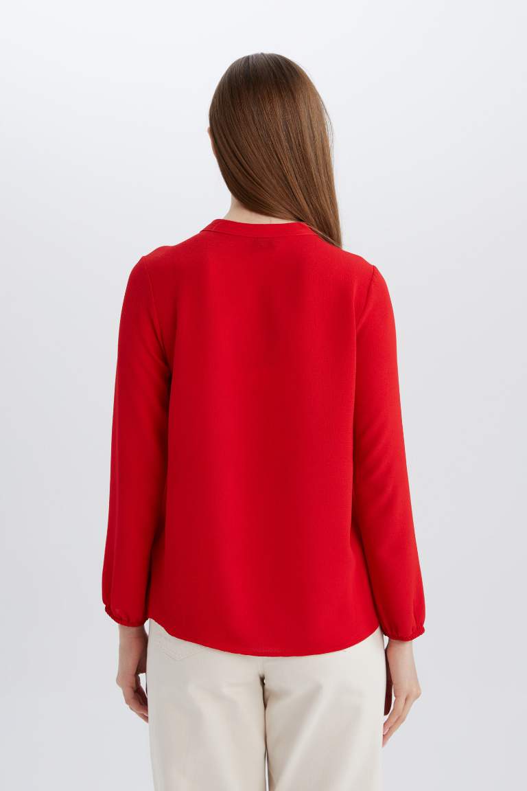 Blouse rouge basique à manches longues