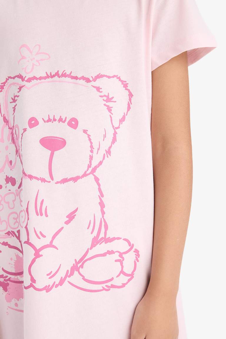 Girl Bear Printed Short Sleeve Dress