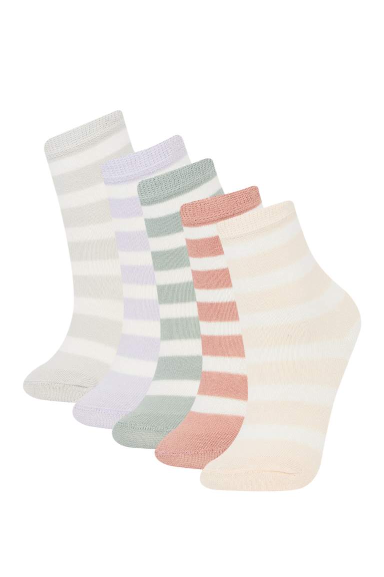 Girl 5 Piece Cotton Long Socks