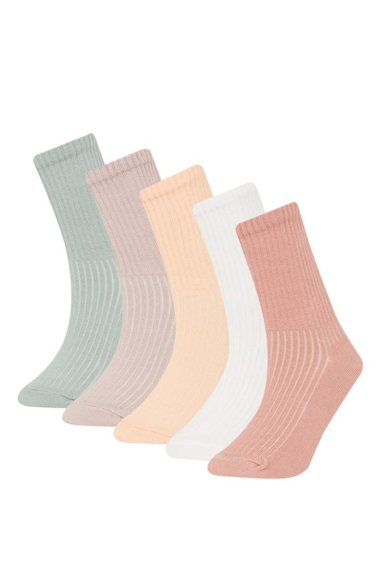 Girl 5 Piece Cotton Long Socks