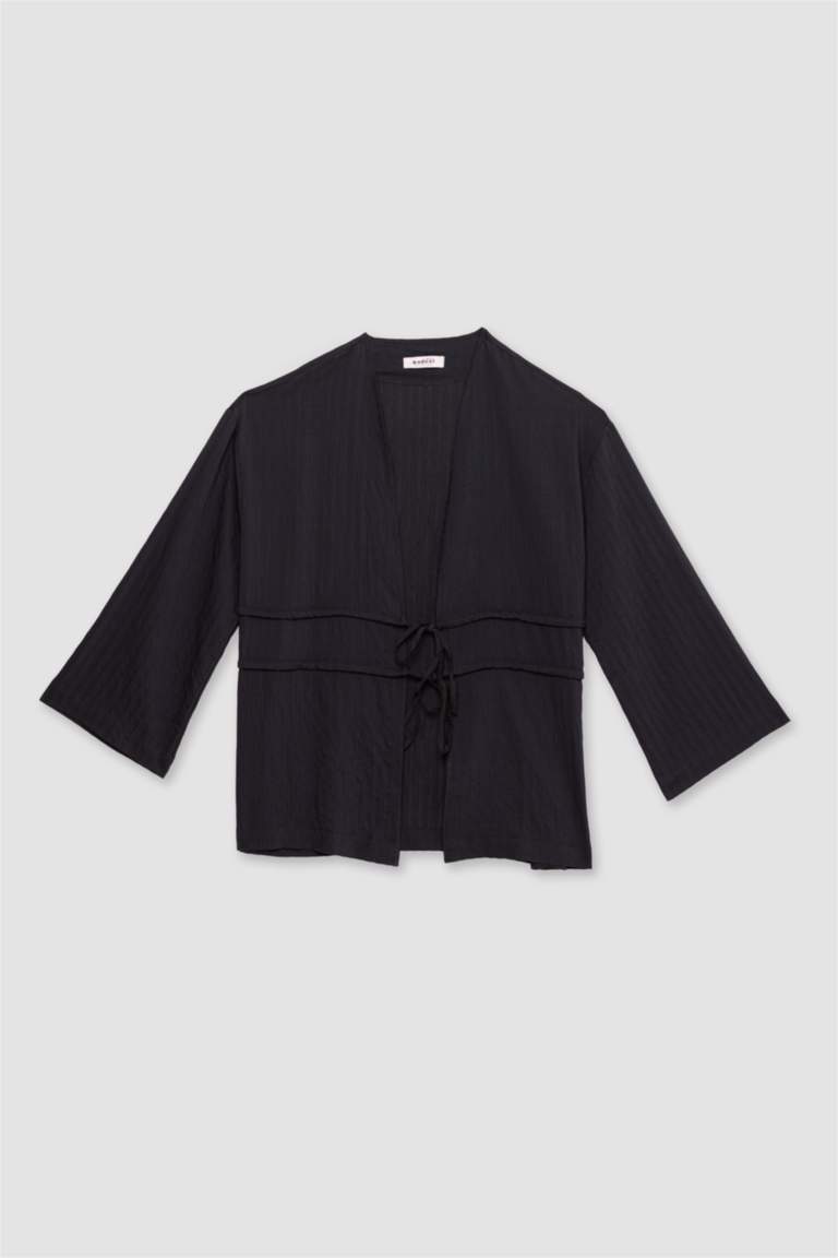 Relax Fit Crew Neck Jacquard Kimono