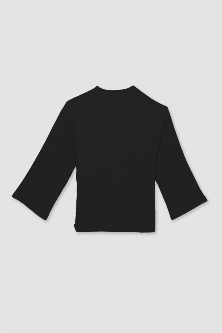 Relax Fit Crew Neck Jacquard Kimono