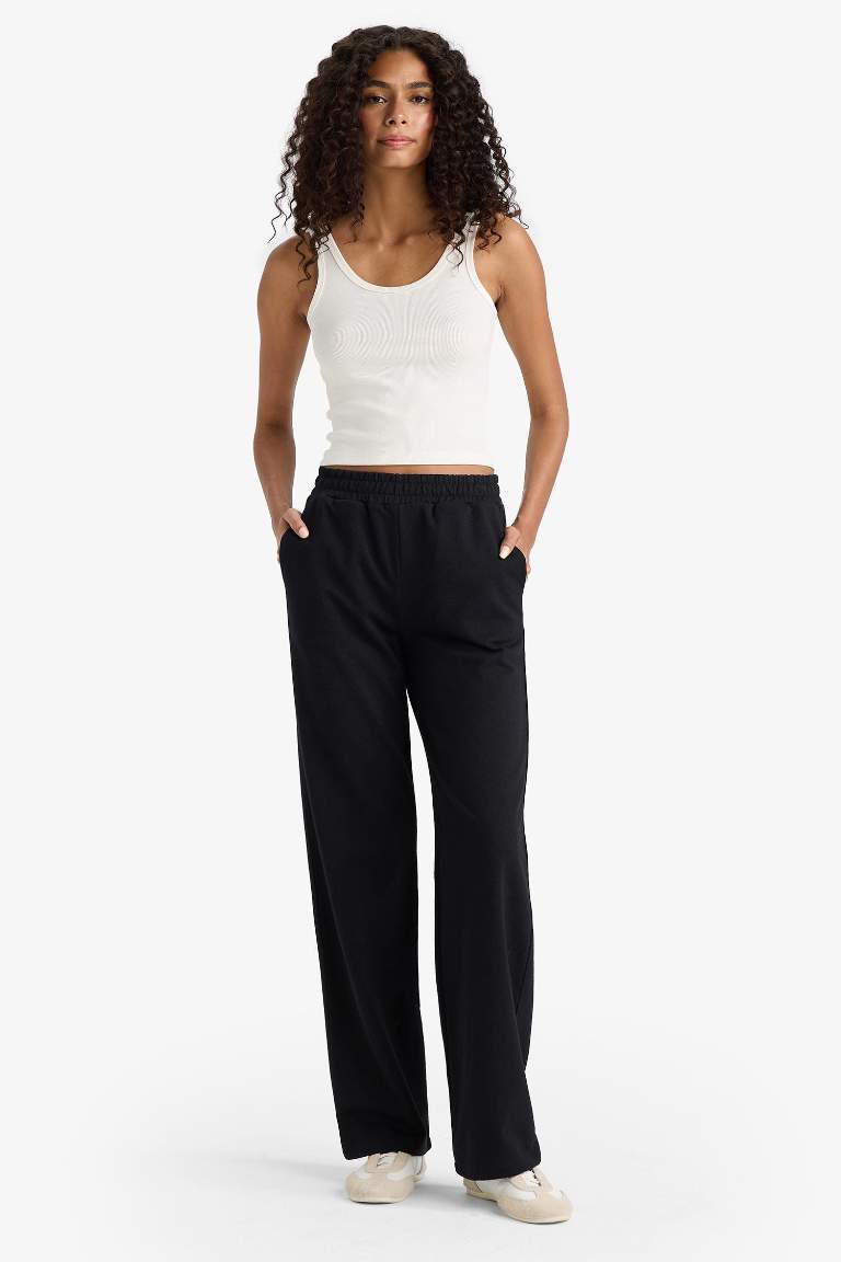 Straight Fit Cepli Beli Lastikli Eşofman Altı