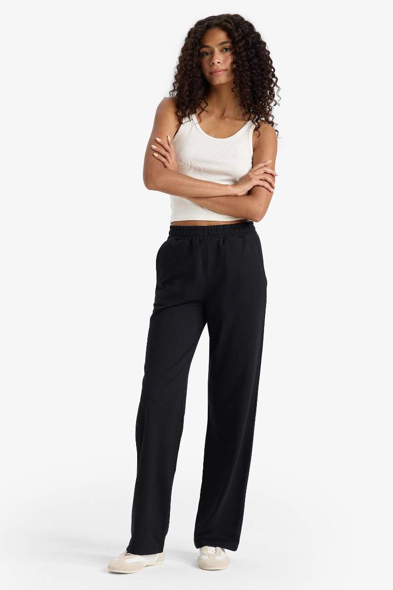 Straight Fit Cepli Beli Lastikli Eşofman Altı