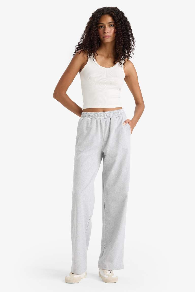Straight Fit Elastic Waist Sweatpants
