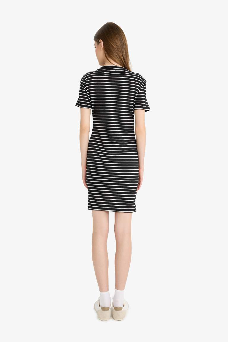 Bodycon Crew Neck Striped Camisole Mini Dress