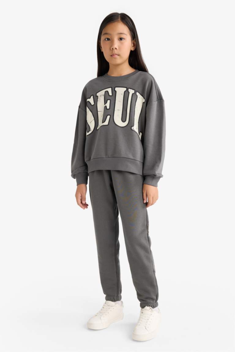 Girl Printed Sweatshirt Sweatpants 2 Piece Set