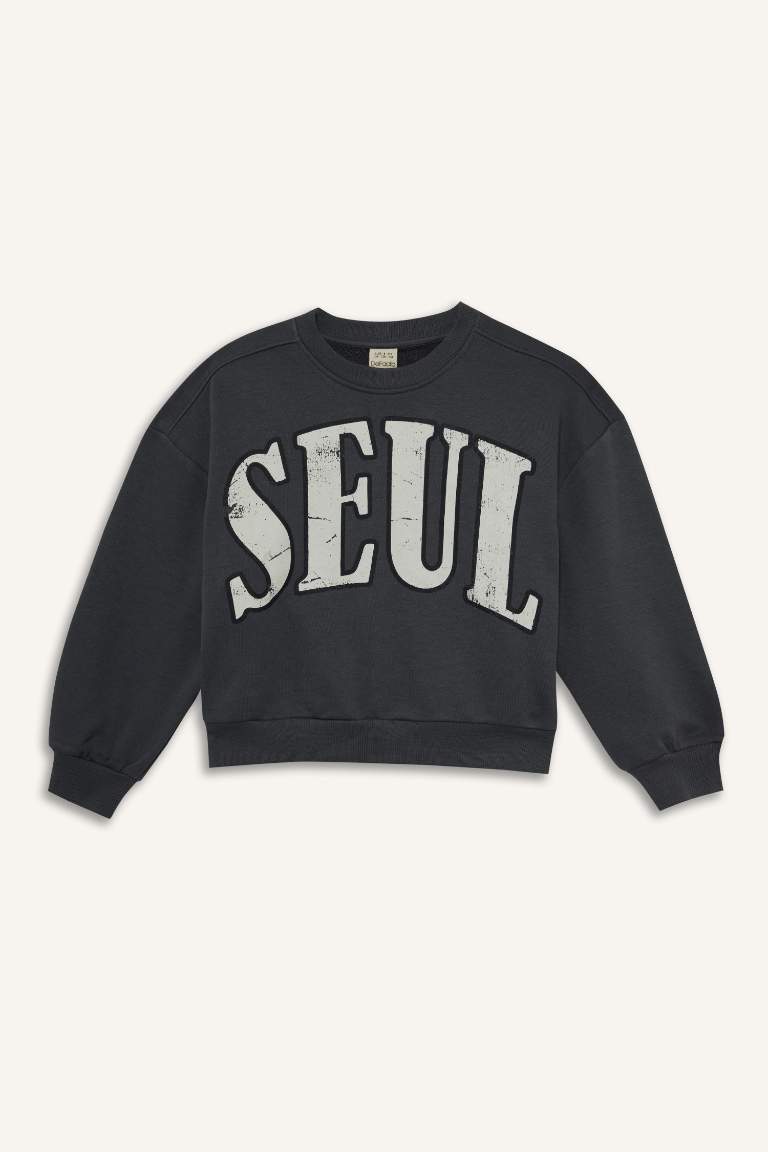 Girl Printed Sweatshirt Sweatpants 2 Piece Set