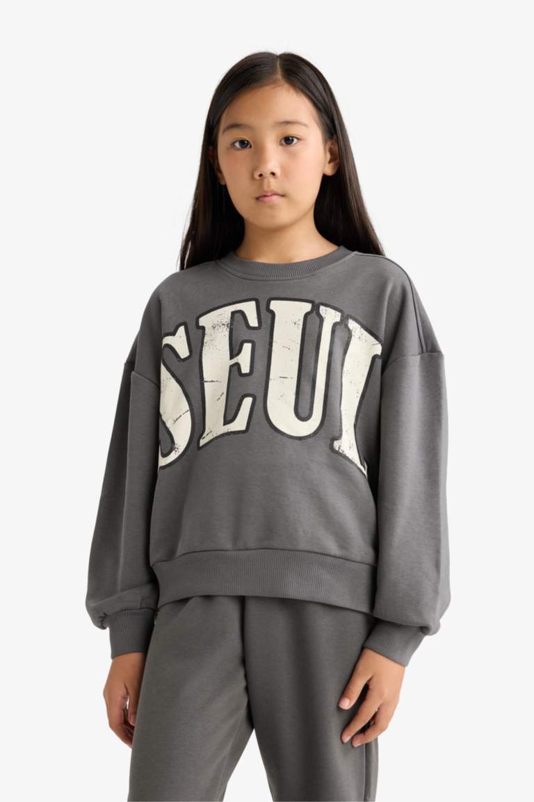 Girl Printed Sweatshirt Sweatpants 2 Piece Set