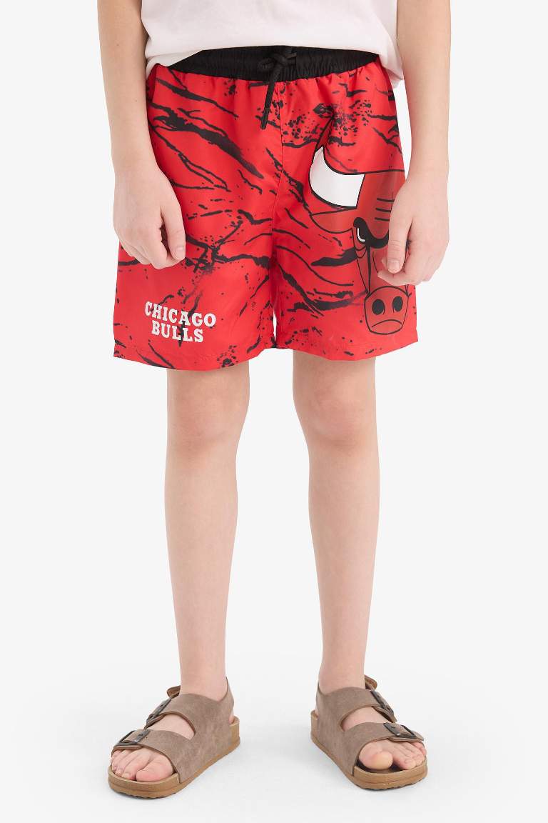Ұлдарға NBA Chicago Bulls Тоқымалы жүзу шолақ шалбар