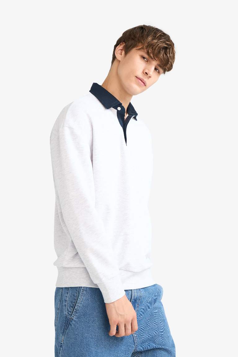 Boxy Fit Polo Yaka Sweatshirt