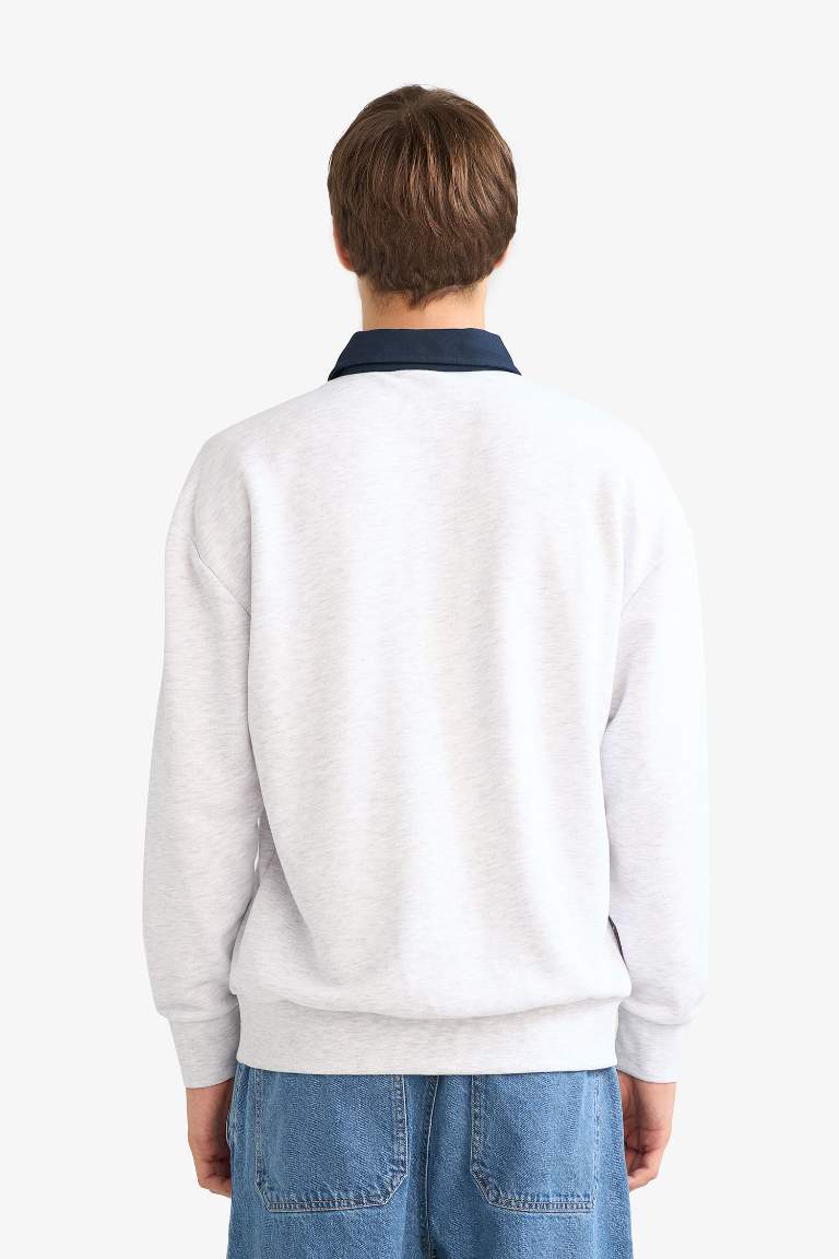 Boxy Fit Polo Yaka Sweatshirt