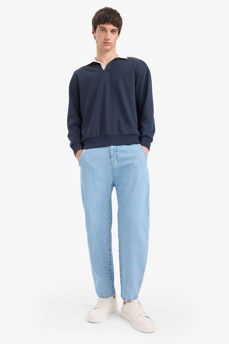 Boxy Fit Polo Yaka Sweatshirt