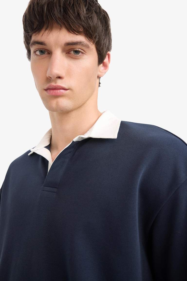 Boxy Fit Polo Yaka Sweatshirt