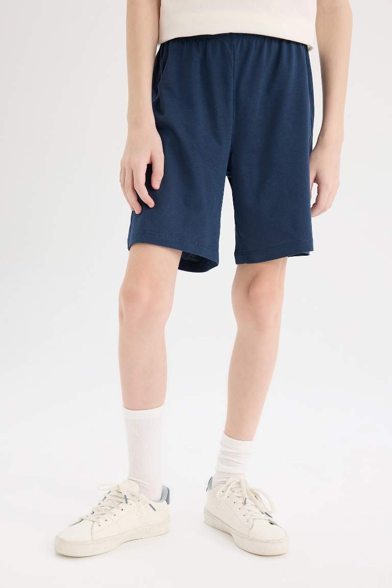 Boy Top Flexible Waist Shorts 2 Piece Pajama Set