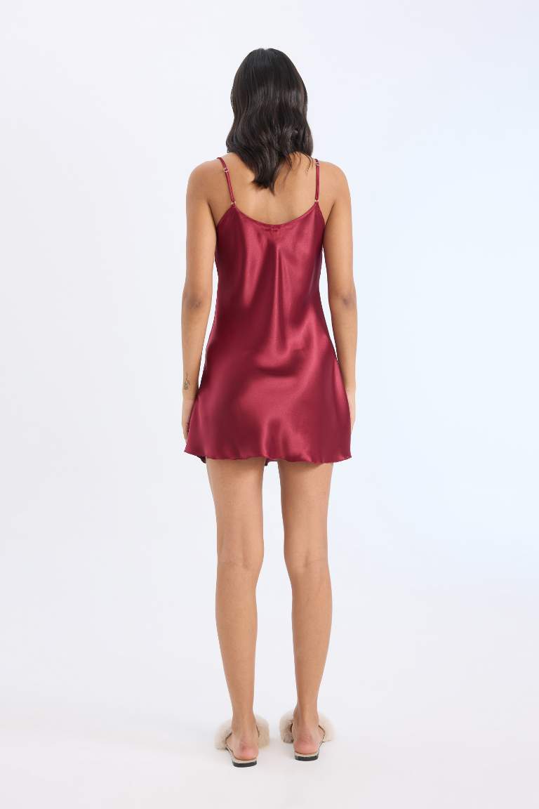 Fall in Love V Neck Satin Strappy Nightgown