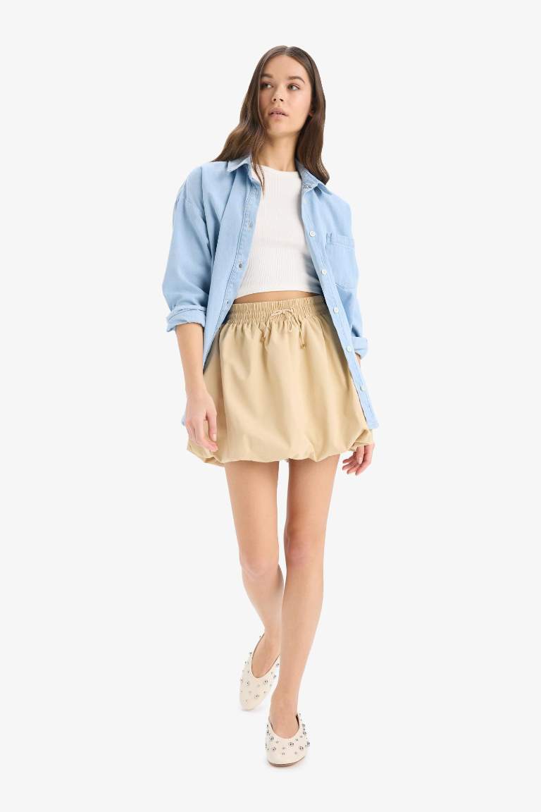 Balloon Fit Taffeta High Waist Mini Skirt