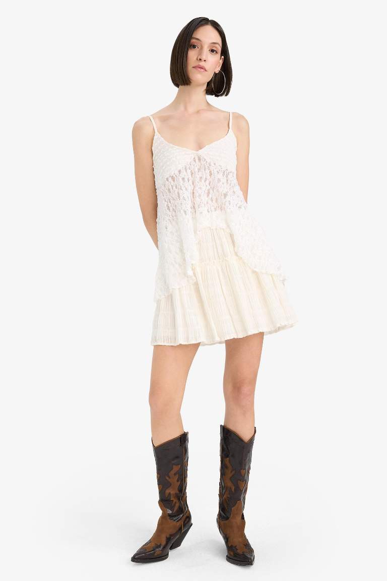Cotton Lined Normal Waist Mini Skirt