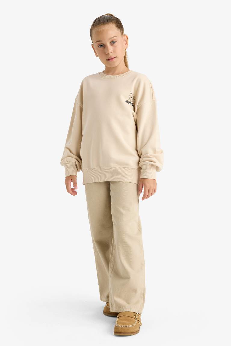 سويت شيرت بناتي اوفر سايز بياخة مستديرة