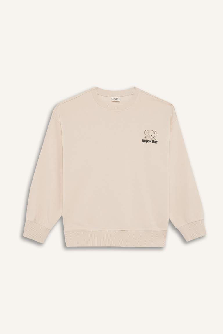 سويت شيرت بناتي اوفر سايز بياخة مستديرة