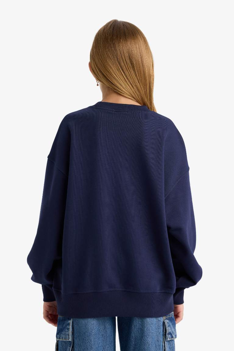 Girl Oversize Fit Crew Neck Printed Back Sweatshirt