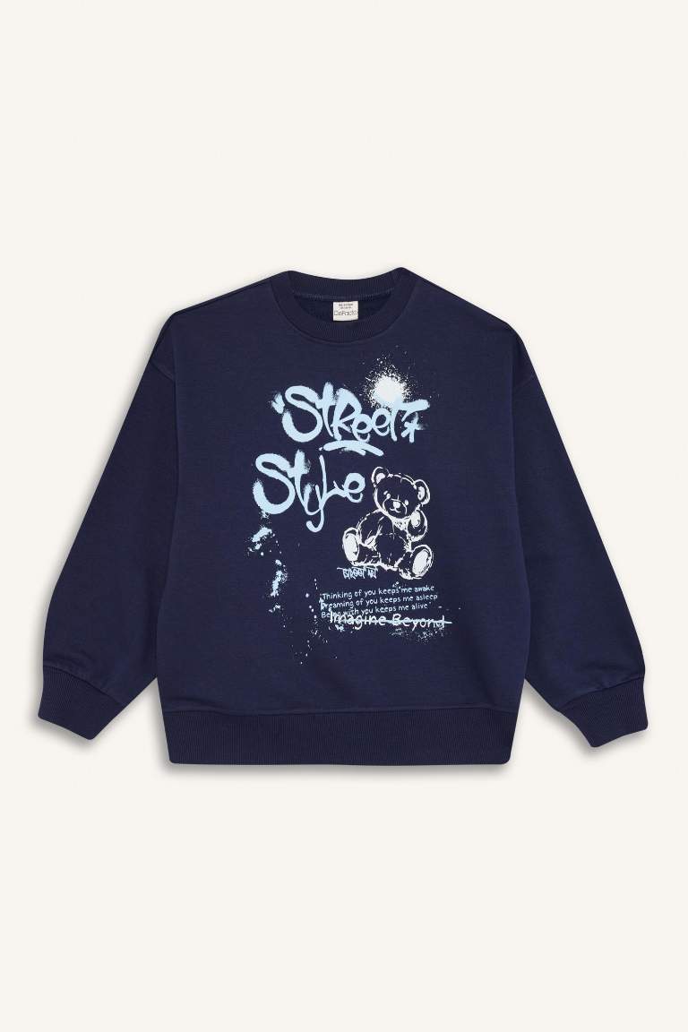 Girl Oversize Fit Crew Neck Printed Back Sweatshirt