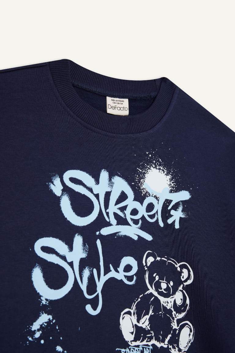 Girl Oversize Fit Crew Neck Printed Back Sweatshirt